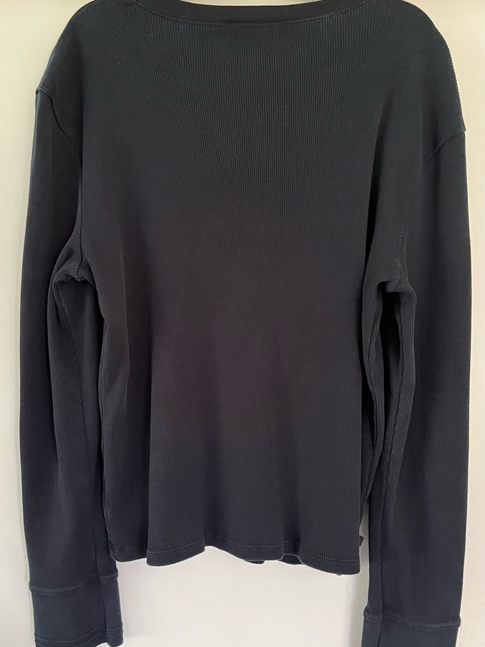 Lauren Ralph Lauren Black Ribbed Cotton Henley Long Sleeve Top XL - Picture 2 of 8